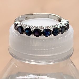 18K White Gold Genuine Sapphire Ring Size 8 used